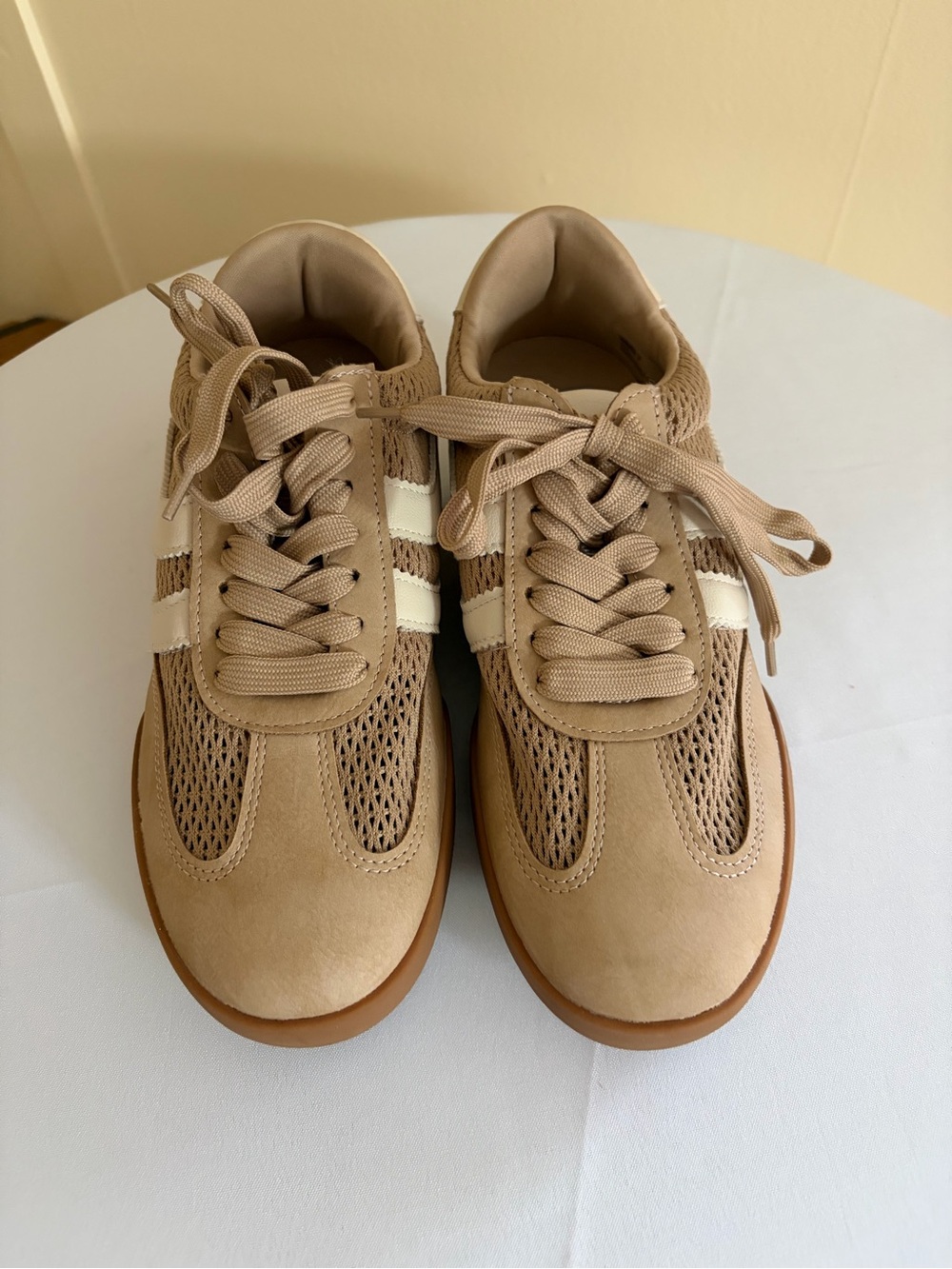 Dolce Vita tan and white casual sneakers